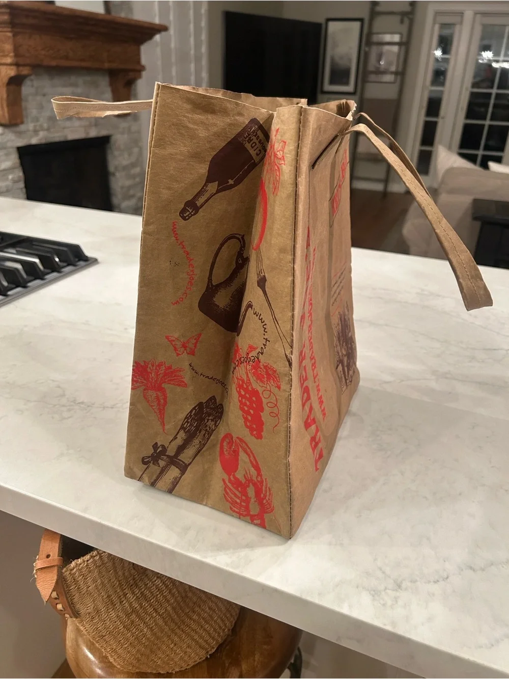 Trader Joe’s Brown Washable Tote Bag with Red Logo